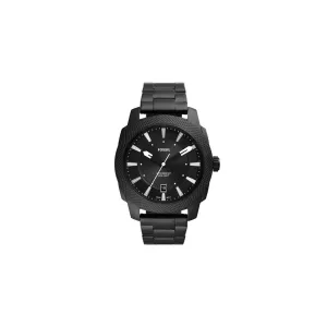 Fossil Machine Three-Hand Date Black Stainless Steel Watch