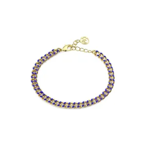 Polo Exchange Blue Enamel Gourmet Gold Tone Bracelet