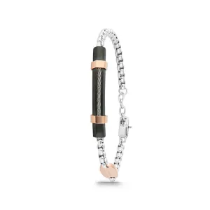 Polo Exchange Black & Rose Gold Plate Stainless Bracelet