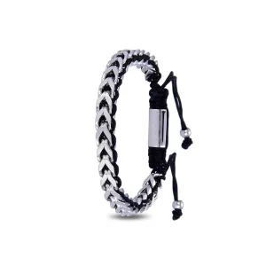 Polo Exchange Black Fabric Stainless Silver Bracelet - St46-Pxy1202