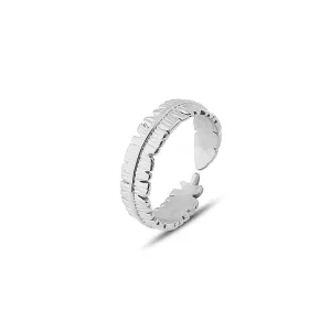 Polo Exchange Silver Feather Stainless Ring