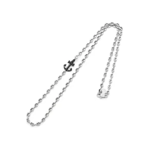 Polo Exchange Stainless Steel Black Anchor Chain Necklace