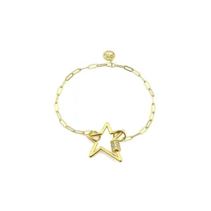 Polo Exchange Star Gold Tone Stainless Chain Bracelet