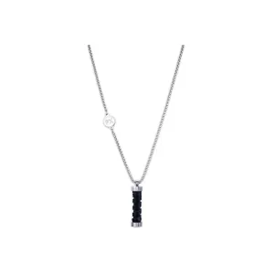 Polo Exchange Stainless Steel Silver Chain Black  Pendant Necklace