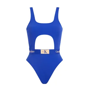 Calvin Klein Women'S One-Piece Quick-Drying Fabric Swimsuit Color Blue Slightly Reinforced Cup