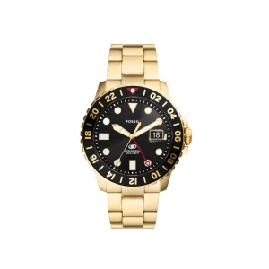 Fossil Blue Gmt Gold-Tone Stainless Steel Watch