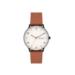 Skagen Riis Three-Hand Medium Brown Leather Watch