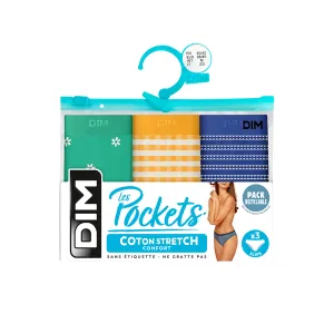 Dim Les Pockets Pack Of 3 Briefs Floral And Stripes Patterns In Green