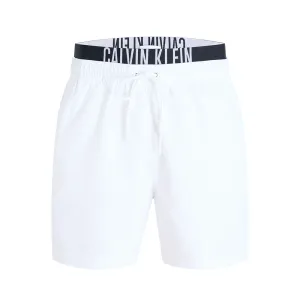 Calvin Klein Swimwear Double Waistband Swim Shorts Intense Power White