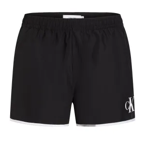 Calvin Klein Runner Swim Shorts Ck Monogram Black With White Logo