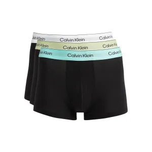 Calvin Klein 3Pack Icon Cotton Stretch Low Rise Trunk Black With Colored Band White Blue Green