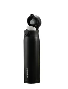 Uzspace Double Wall Stainless Steel Water Bottle Thermos Insulated 480Ml #4076 Black.