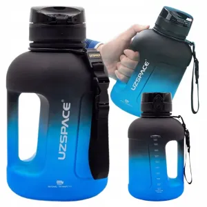 Uzspace Plastic Water Bottle Gallon 1700Ml BPA Free #3065 Black And Blue.