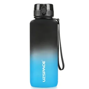 Uzspace Plastic Water Bottle Colorful Frosted 1500Ml Tritan BPA Free #3056 Black And Blue