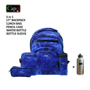 Football Backpack Set 17 Inch + Water Bag + Pencil Case + Lunch Bag