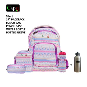 Backpack Set 19Inch + Water Bag + Pencil Case + Lunch Bag