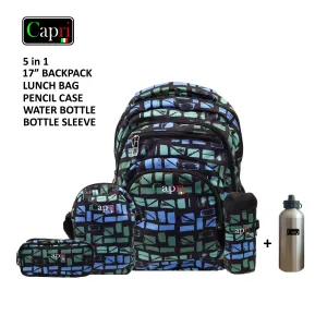 Backpack Set 17 Inch + Water Bag + Pencil Case + Lunch Bag
