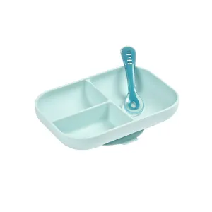 Beaba Silicone Suction Divided Plate Blu