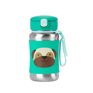 Stainless Steel Pug Straw Water Bottle