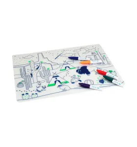 Coloring PlaceMat + 5 Erasable Markers - Cactus
