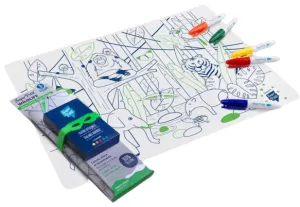Coloring PlaceMat + 5 Erasable Markers - Jungle