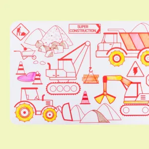 Coloring PlaceMat + 5 Erasable Markers - Construction