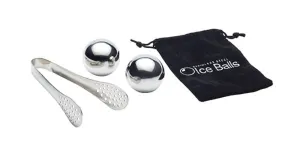 Kitchencraft Barcraft 3 Piece Stainless Steel Ice Balls, Tongs And Storage Bag