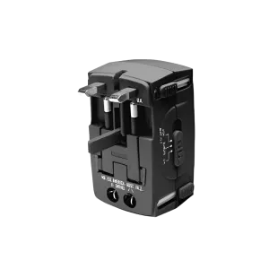 Manhattan Universal Power Plug Adapter - Surge Protection; 150 Joules - Black 