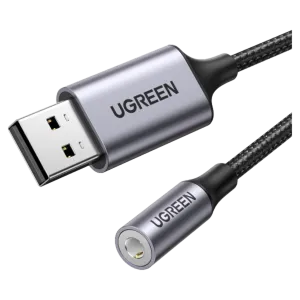 UGreen (30757) USB to 3.5mm Female Jack Audio Adapter - 25cm - Black