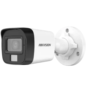 Hikvision (DS-2CE16D0T-LPFS) 2.8mm 2MP Smart Hybrid Light Fixed Mini Bullet Camera, Mic - White 