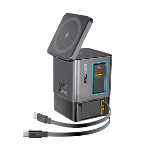 Promate (PowerSync-105) 105W GaNFast Multi-Port Wireless Charging Station - Black