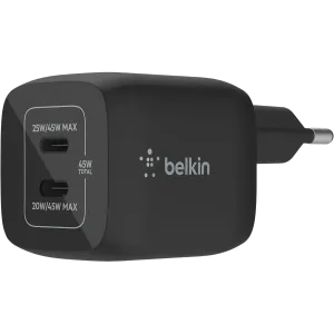 Belkin (WCH011VFBK) Boostcharge Pro 2Port USB-C Wall Charger - 45W - Black