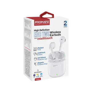 Promate (Lima) Wireless Bluetooth Earbuds - Noise Reduction - White