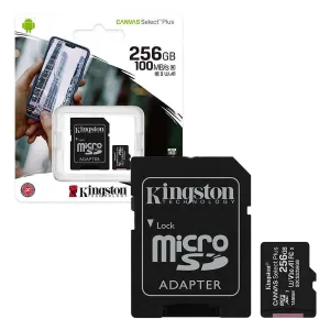 Kingston (SDCS2/256GB) 256Gb Canvas Select Plus microSDXC, A1, U1 w/SD Adapter - Black