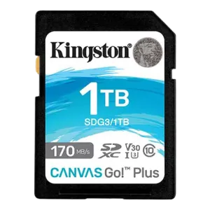 Kingston (SDG3/1TB) 1Tb SDXC Canvas Go Plus - Read 170MB/s; Write 90MB/s - Black