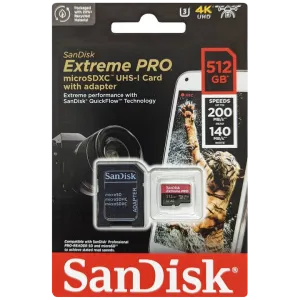 SanDisk (SDSQXCD-512G-GN6MA) 512Gb Extreme Pro microSDXC UHS-I with Adapter - Black