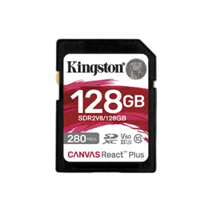 Kingston (SDR2V6/128GB) CANVAS React Plus SD Card 128Gb - UHS-II - Black