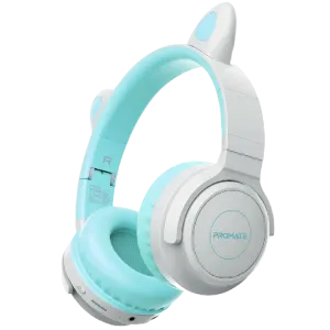 Promate (Panda Aqua) Bluetooth Wireless Kids Headphones - Aqua