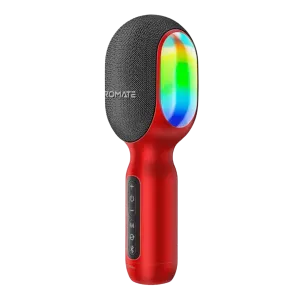 Promate (VocalMic) Multi-Function Karaoke Microphone with Built-In Speaker - RGB - Red