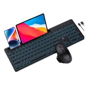 Micropack (AKM-240W) Wireless Keyboard & Mouse Combo, Backlit, Rechargeable, US Layout - Black