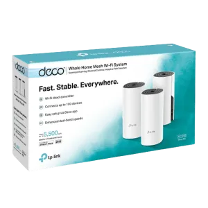 TP-Link Deco M4 (3 Pack) AC1200 Mesh Wi-Fi System Gigabit Router - White