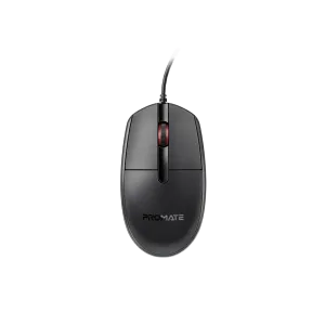Promate (CM-1200) Ergonomic Wired Mouse, 1200 DPI, USB - Black 