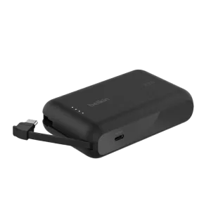 Belkin (BPB021hqBK) 10,000 mAh Power Bank with Integrated Cable - LED light indicator - Black