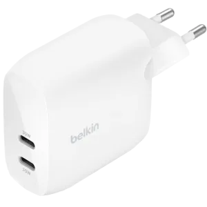 Belkin (WCB010VFWH) BoostCharge Dual Wall Charger - 2x USB-C PPS- 60W - White