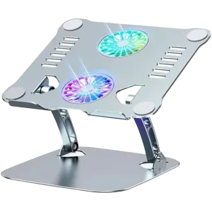 CEM (sh) Laptop Stand V4.1 - Ergonomic Design - 2x RGB Fans - 360° Rotation - Aluminium