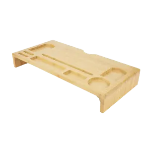 Wenko 24'' Bamboo Monitor Laptop Stand - Ergonomic Design - Beige
