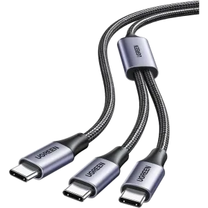 UGreen (35087) USB-C to 2x USB-C Braided Cable (M-M) - 1.5m - Black