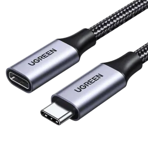 UGreen (30205) USB-C to USB-C (M-F) Sync Cable - 1m Nickel Plating Cable - Braided - Grey