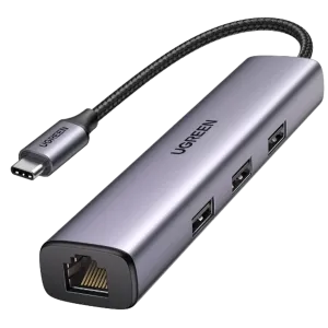 UGreen (60600) 4in1 USB-C to USB3.0 Hub - Gigabit Ethernet Adapter 10/100/1000 - Grey
