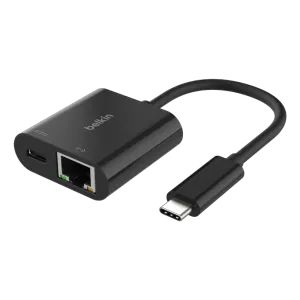 Belkin (INC019btBK) USB-C to Ethernet Adapter with 100W Charge Support - Black